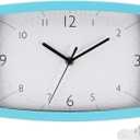 PATIKIL 11 Inch Rectangle Wall Clock, Silent Non-Ticking Modern Wall Clocks Quartz Battery Operated Decorative for Office, Bedroom, Living Room, Library, Blue