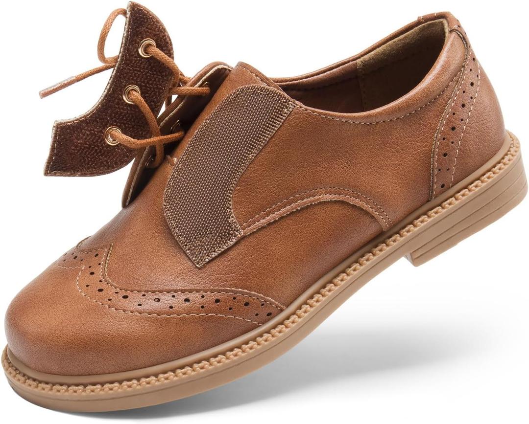 DREAM PAIRS Boys Girls Dress Shoes Kids School Uniform Formal Casual Oxfords for Toddler Little Kid (Brown)