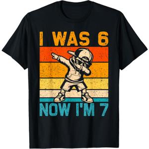I was 6 Now I'm 7 Year Old 7th Birthday 67 Dabbing Boys Kids T-Shirt, Size-S (Youth)