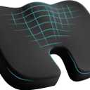 Skechers Memory Foam Seat Cushion,Office Chair Cushion for Tailbone Pain Relief,Butt Pillow for Office Chair,Car seat Cushion,Computer Desk,Long Sitting Office Workers,and Car Drivers,Black