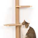 5 Tier Floor to Ceiling Cat Tree Tower with Wall-Mounted Scratching Post, Playful Wall Climbing Shelves for Cats, Ideal for Kittens to Climb, Scratch, and Lookout, Wild Simulation Design