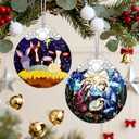 2 x Christian Gifts: Stained Glass Nativity Scene Ornament | Christmas Ornaments (Christmas Tree Ornaments), Religious Decor, Holy Family Decoration, Religious Gifts, Baptism Gift & Xmas Gift