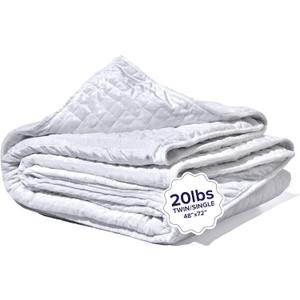 Weighted Blankets for Adults, 20lbs White (48" x 72", Twin/Single) - Heavy Comfort Cotton Blanket with Glass Beads - Ultra-Soft Premium Breathable Microfiber Duvet Cover - Machine Washable (20 lbs 48"x72" Twin/Single)