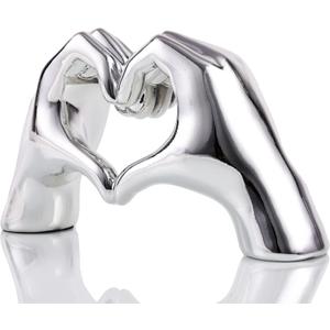 Silver Heart Hands Sculpture , Love Centerpieces Aesthetic Statue and Sculpture Living Room Bedroom Bookshelf Coffe Table Boho Wedding Accents Decorations, Knick Knacks Home Decor Fr Shelves Para