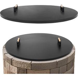 1MORE Fire Pit Lid Round 38" - Metal Firepits Cover with Wooden Handles for Patio Firepits,Rust Resistant 1.5mm Fire Pits Metal Lid, Firepits Accessory, Fire Pits Cover Round, All-season Protective