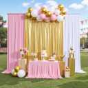 10ft x 10ft Gold Sequin Backdrop Curtain for Parties, Wrinkle Free Thick Glitter Photo Backdrop Drapes 2 Panels 5x10FT Shimmer Back Drop Cloth Shiny Fabric for Wedding Birthday Photography Background