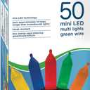 Brite Star 50 Lt Warm Glow Traditional Mini LED Lights, Multi, Green Wire