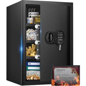Mitlvge 23.62'' Tall Extra Large Home Safe Box, Safe with Fireproof Waterproof Document Bag, Digital Keypad and 3 Removable Steel Shelves, Security Box for Money Medicines Jewelry Valuables