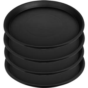 Kichwit 4 Pack 17.7 Inch (15.5 Inch Base) Plant Saucer, Heavy Duty Large Round Plastic Plant Trays for Indoor & Outdoor, Black