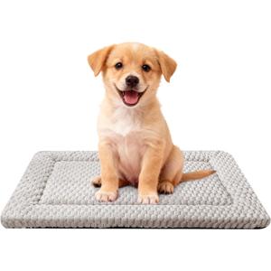 Dog Bed Mat,Reversible & Ultra Soft Kennel Pad-Machine Washable Pet Bed for Dogs & Cats-All-Weather Crate Liner for Crates,Carriers & Travel (Light Gray, 24" L x 18" W x 1.5" Th)