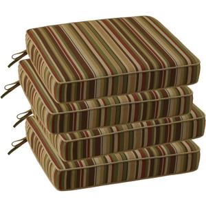 Outdoor Square Corner Seat Cushion, 18.5"x16"x3", Set of 4, Non Slip Seat Cushion Pads with Removable Cover for Patio Furniture, Garden Yard Lawn, Colorful Stripe