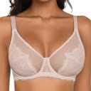 Avidlove Womens Bras Lace Unlined Minimizer Bra Underwire Centering Bra with Enhanced Cleavage & Side Support, Sand Beige, 40D