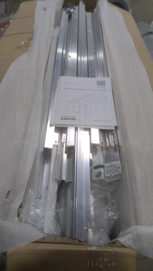 GARVEE 6 x 8 FT Walk-in Greenhouse Kit (Silver Frame, Single Door), Missing Box #2