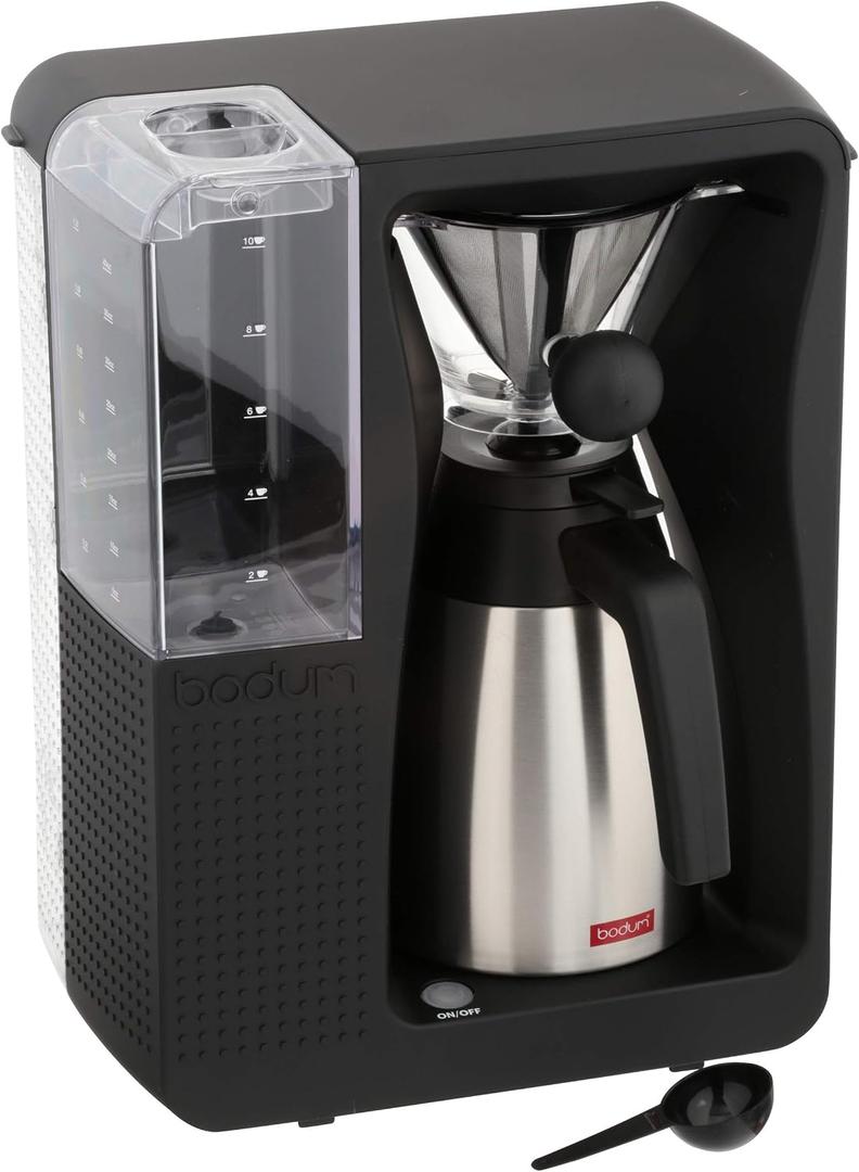 Bodum BISTRO Coffee Maker, Automatic Pour Over Coffee Machine with Thermal Carafe, Black, 40 Ounce