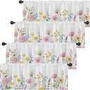 Emvency 4 Pack Valances Window Treatments, Spring Wildflower Flower Blackout Adjustable for Living Room Bathroom Bedroom Kitchen Over Sink, 52x18 Inch Rod Pocket Valances