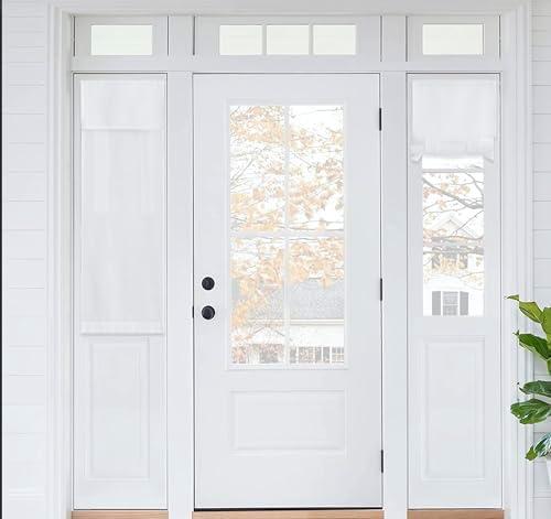 RYB HOME Faux Linen Blended Curtain for Classroom Glass Window, Light Filtering Small Door Window Draperys Privacy for Kitchen Dining Home,1 Panel, W 12 x L 40 inches, White