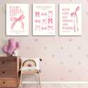 3Pcs Coquette Pink Bow Canvas Wall Art Inspirational Bible Verses Paintings Prints Christian Psalms Scripture Wall Decor Trendy Aesthetic Apartment Posters for living Room Bedroom Pictures Framed