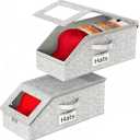 Hat Storage Box Organizer, 2-Pack, Stackable with Clear Windows, Holds 30 Baseball Caps, Grey