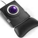 Wired Trackball Mouse, Ergonomic Finger Control Trackball with 55mm Large Ball, 4-Level Adjustable DPI, Ambidextrous Design, Wrist Rest Included, Compatible for PC, Laptop, Mac, Windows-Purple