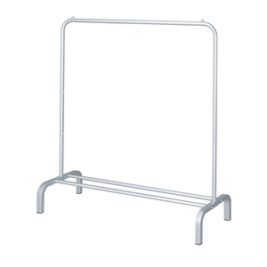 JIUYOTREE Metal Clothing Rack 43.3 Inches Clothes Garment Coat Rack with Bottom Shelf Clothing Rack for Hanging Clothes Coats Skirts Shirts Sweaters Silver Gray