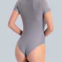 Women's Crew Neck Short Sleeve Bodysuit Slimming Fit T-Shirt Body suit Top Neutral Collection (Medium)