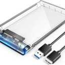 ORICO 2.5'' External Hard Drive Enclosure USB 3.0 to SATA III Tool-Free Clear Hard Disk Case for 2.5 inch 7mm 9.5mm SATA HDD SSD Max 6TB Support UASP(2139U3)