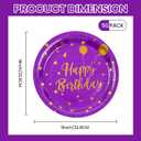 50 Pcs Purple and Gold Paper Plates,9 inch Halloween Paper Plates Disposable Happy Birthday Dessert Cake Plate Party Supplies for Halloween Fall Thanksgiving Birthday Wedding Party Decorations