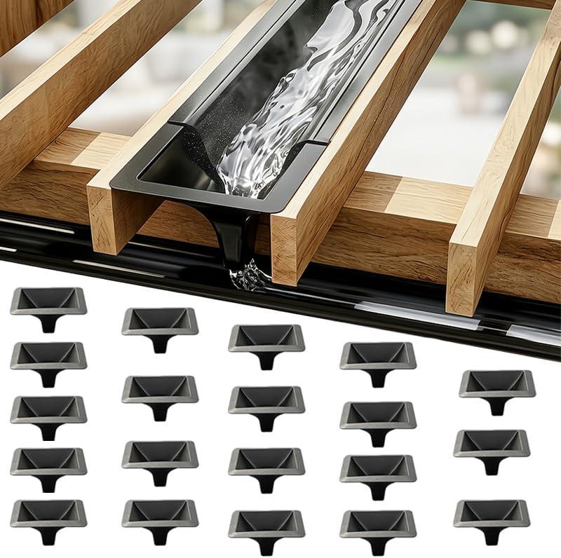 20 Pack Under Deck Drainage System Downspout, PE Rain Drain Gutter for 12" & 16" Joist Spacing, Heavy Duty Waterproof Decking Solutions to Create Dry Living Space Under Deck, All-Weather Black