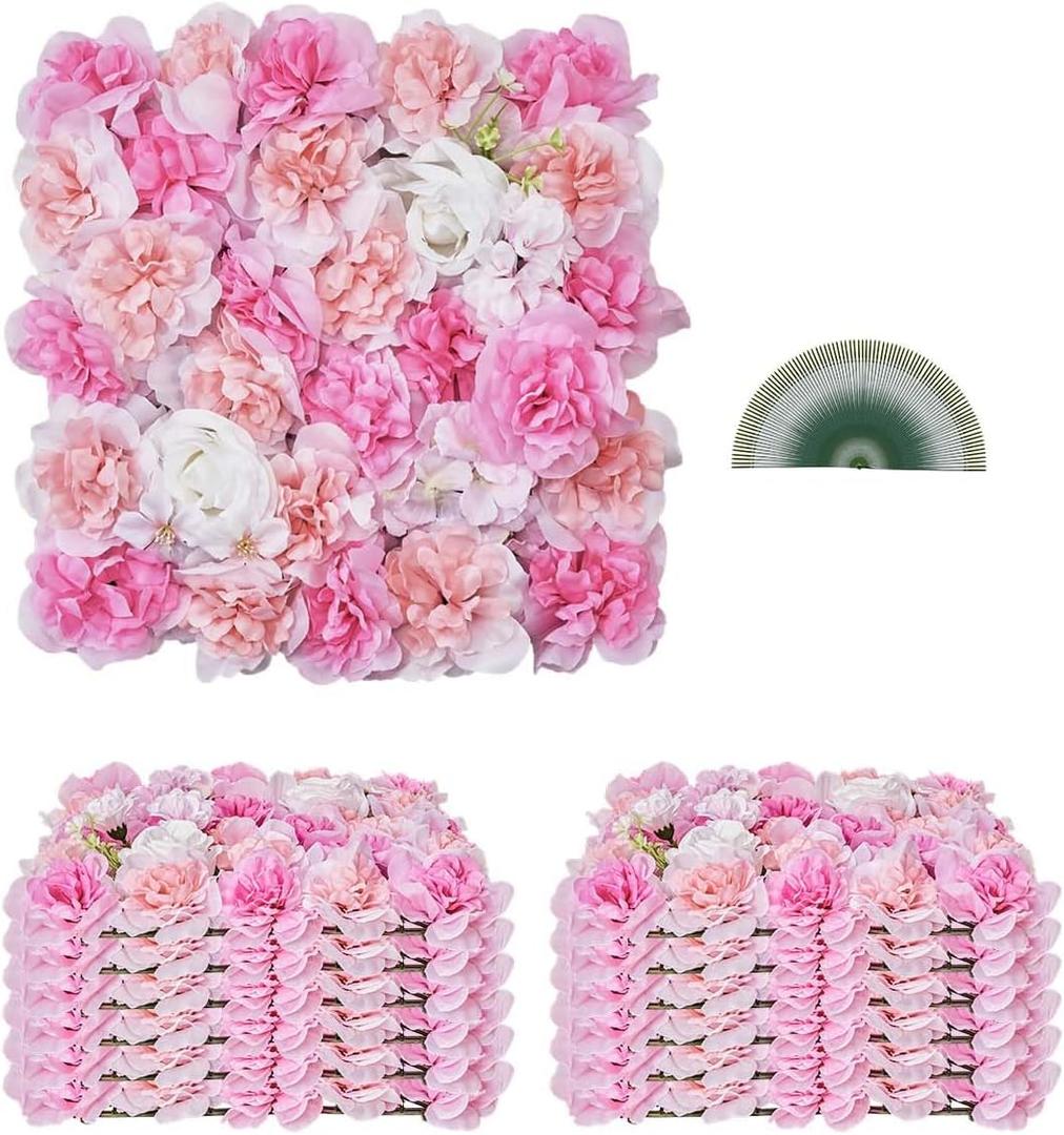VEVOR 3D Flower Wall Panel, Artificial Floral Wall Background Mesh Backing Mat,Seamless Design&Easy Installation for Wedding Valentines Day Home Baby Party Backdrop Decor,Pink (15*15IN 12P) VEVOR 3D Flower Wall Panel, Artificial Floral Wall Background Mesh Backing Mat,Seamless Design&Easy Installation for Wedding Valentines Day Home Baby Party Backdrop Decor,Pink (15*15IN 12P)