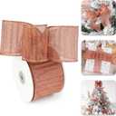 Copper Ribbon Wired 2.5" X 10 Yards Copper Crinkle Metallic Christmas Ribbon for Tree Decoration Gift Wrapping Wreaths Bows Home Decor Garland Swags