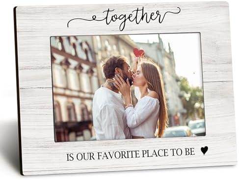 DUXMNAMG Couple 4x6 Picture Frame, Couple Gifts, Engagement Wedding Picture Frame, Couples Love Photo Frame, Together is Our Favorite Place to be Photo Frames for Desk Decor
