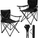2 Pack Camping Chairs Folding Outdoor Chair Portable Lawn Chair with Cup Holder Supports 250LBS Lightweight Beach Chair for Outside Sports, Fishing, Hiking, Travel, Picnic, Backyard（Black）, 20 x 20 x 32 inches