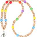 3 x Fashion Wooden Beaded Lanyard - Portable teacher lanyards, Lanyard for Teachers Suitable for Keys, ID and Badges (1 style)