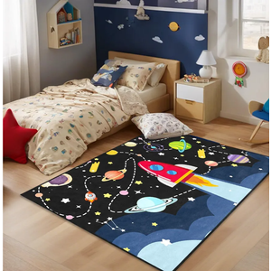 Space Rug - Space Rug for Boys Room Cartoon Solar System Carpet Educational Learning Carpet for Playroom Planet Themed Mat for Bedroom Decor, 4.6x7 Feet