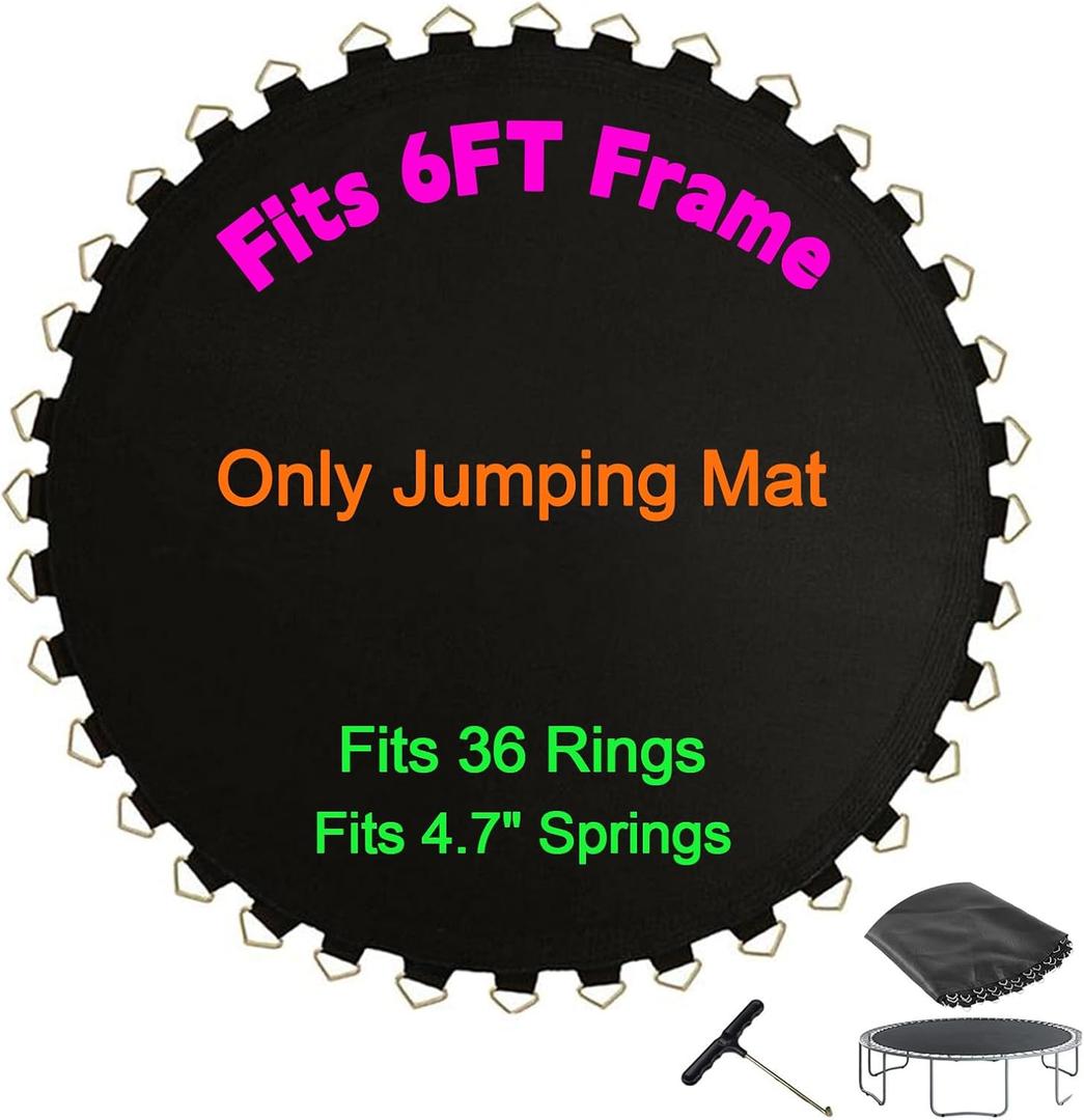 Replacement Mat Trampoline, Fits 6FT  Round Trampoline Frame for 36/80/84 V-Rings, Using 4.7/6.5inch Springs, Trampoline Jumping Mat Replacement, Size: 6FT/36 Rings