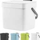 LALASTAR Trash Can with Lid, Wall-Mounted Under Sink Small Garbage Can for Kitchen, Bathroom, Hanging Plastic Trash Can, 1.8 Gallon, White