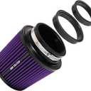 3" 3.5" 4" Inlet Car Replacement Cold Air Intake Filter 76mm 89mm 102mm 3 Sizes in 1 High Flow Performance Cone Air Filter (Purple)