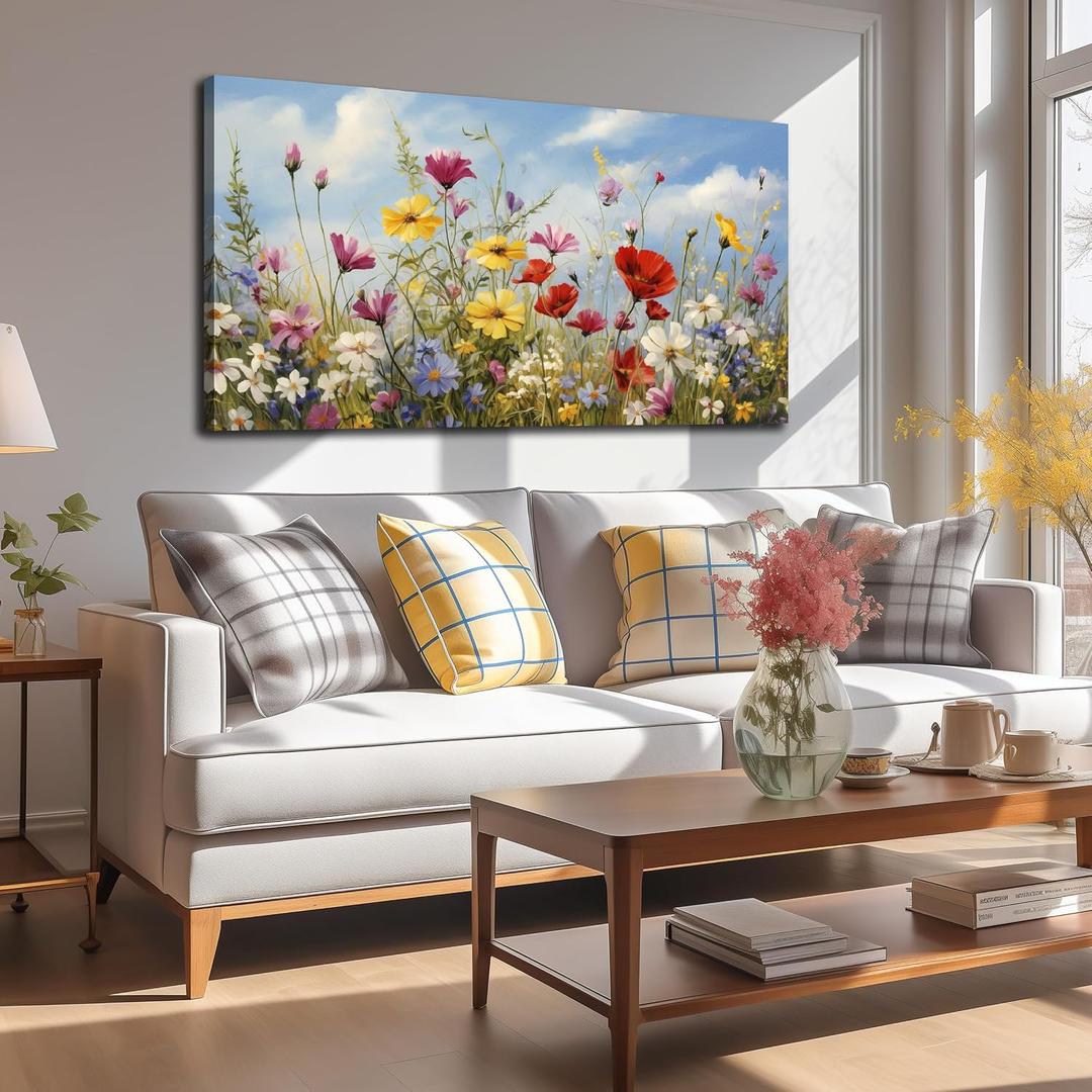 Flower Wall Art for Bedroom Teen Girl Colorful Artwork for Wall 40"L x 20"W