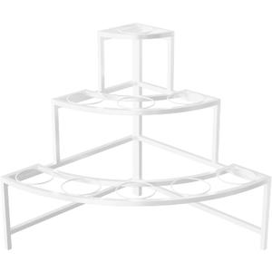 White Corner Stand, Metal Flower Cart - 3-Tier Floral Display Stand and Bucket Organizer for Wedding Gardens, Flower Store Displays, and Cut Flowers (Stand ONLY)