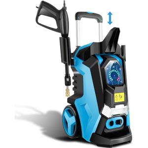 TEANDE Electric Pressure Washer 2.0 GPM Smart High Pressure Power Washer 1800W Powerful Cleaner Machine with Hose Reel, 4 Nozzles, Touch Screen 3 Gear Level,15 Level Pressure