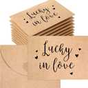 100 Pack Wedding Favors for Guests Small Lottery Tickets Holder Cute Envelope Holder with Heart Shaped Clasp and Thank You Message for Bridal Shower, 4.3 x 3.15 Inches
