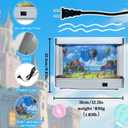 Aquarium Night Light with Rotating Castle Scene - Moving Picture Projection, White Mood Light for Bedroom/Office Decor, Unique Gift Idea