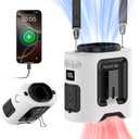 Socool 14500mAh Portable Waist Fan Clip on Belt 360 Rotation Wearable Rechargeable Personal Shirt Fan, 67H Cooling 5-Speed Battery Operated Fans with Light, Neck Fan Hanging for Outdoor Camping Travel (Panda White)