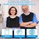 Tucnoeu 4 Pack Black Waterproof Apron Cobbler Apron Unisex Work Aprons with 2 Deep Pockets, Fast Drying Polyester for Cleaning Painting Work Artiest Aprons Kitchen