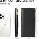 GOIACII Slim Wallet for Women Rfid Blocking Credit Card Holder with Zip Pocket Bifold Vegan Pebble Leather Black