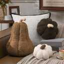 3 Pcs Fall Thanksgiving Pumpkin Pillows Sherpa Plush Stuffed Pumpkin Throw Pillows Soft Autumn Cushion Neutral Cozy Thanksgiving Decor for Home Bedroom Sofa Couch Living Room(Classic Color)
