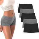 R RUXIA Women's Boyshorts Underwear Seamless Boy Shorts Panties Soft Stretch Boxer Briefs 5 Packs(Regular & Plus Size) (S)