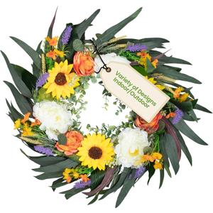 Artificial Peony Rose Front Door Wreath - 22 Inch Indoor & Outdoor Wreaths for Front Door, Faux Floral Outdoor Wreath for Home, Farmhouse, Spring, Summer, Fall, All Seasons