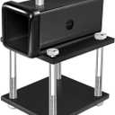 2 Inch Black RV Bumper Receiver Adapter Fits 4" x 4" Continuous Welded Steel Bumpers, Compatible with Camper, RV Bumper Bike Rack Cargo Travel Carrier Mount