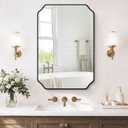 Vanity Bathroom Mirror, 20" x 30" Black Scalloped Mirror for Wall